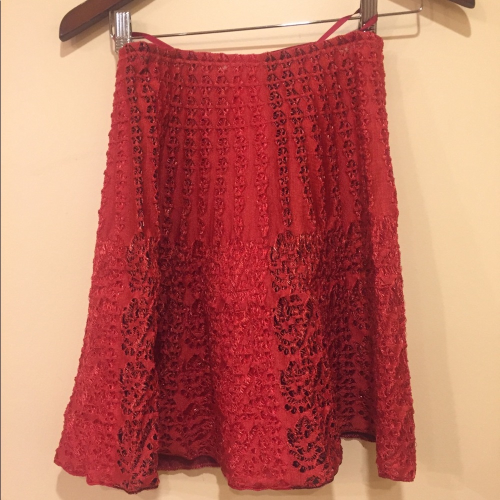 Alaia textured red skirt